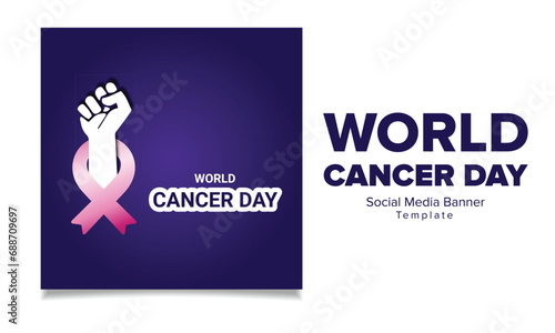 Vector world cancer day with ribbon background
