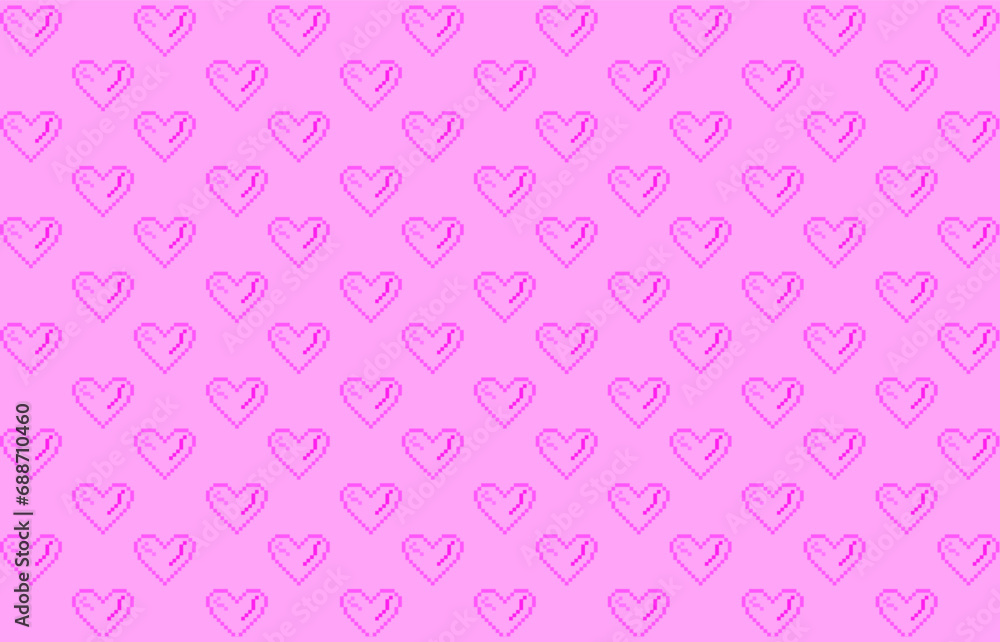 Pink heart in pixel pattern. Valentine's Day, pattern, concept of love and feelings. Vintage symbol of love. 8 bit vector illustration for computer game. Pink heart in pixel pattern. Valentine's Day, pattern, concept of love and feelings. Vintage symbol of love. 8 bit vector illustration for computer game.