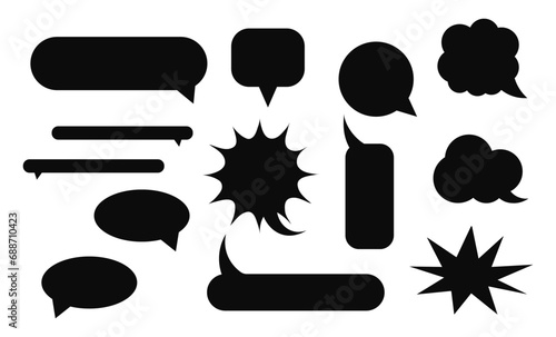 A set of shapes for text messengers. Speak the prompt text, cartoon chat box, message box. Blank empty vector white word bubble.