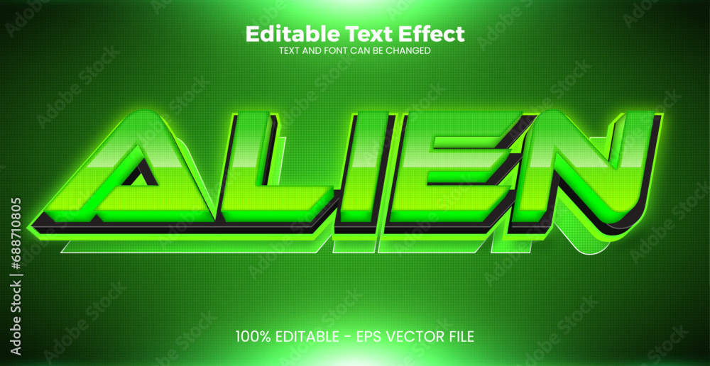 Alien editable text effect in modern trend style