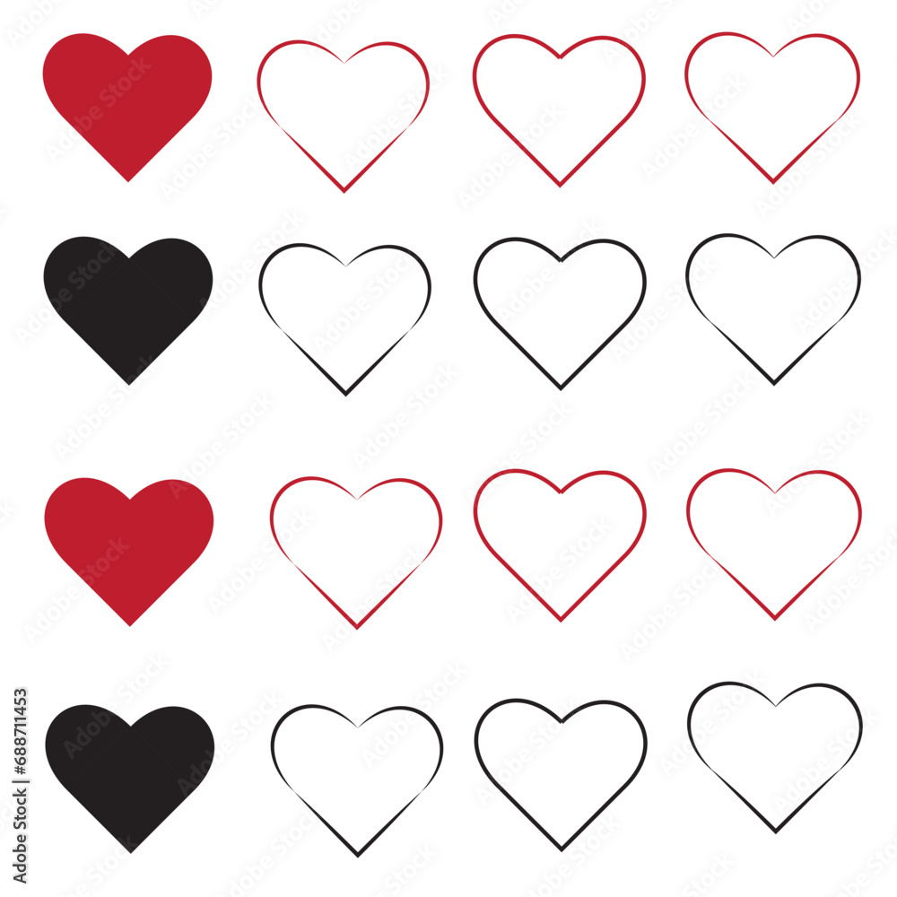 vector grunge hearts set, Valentine day, illustration vintage design element