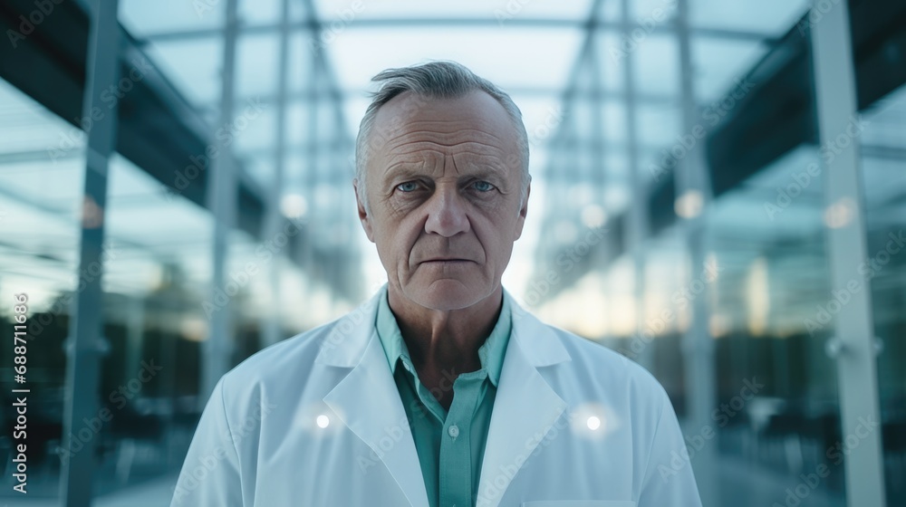 Portrait of a doctor in front of the hospital Portrait of a doctor in front of the hospital