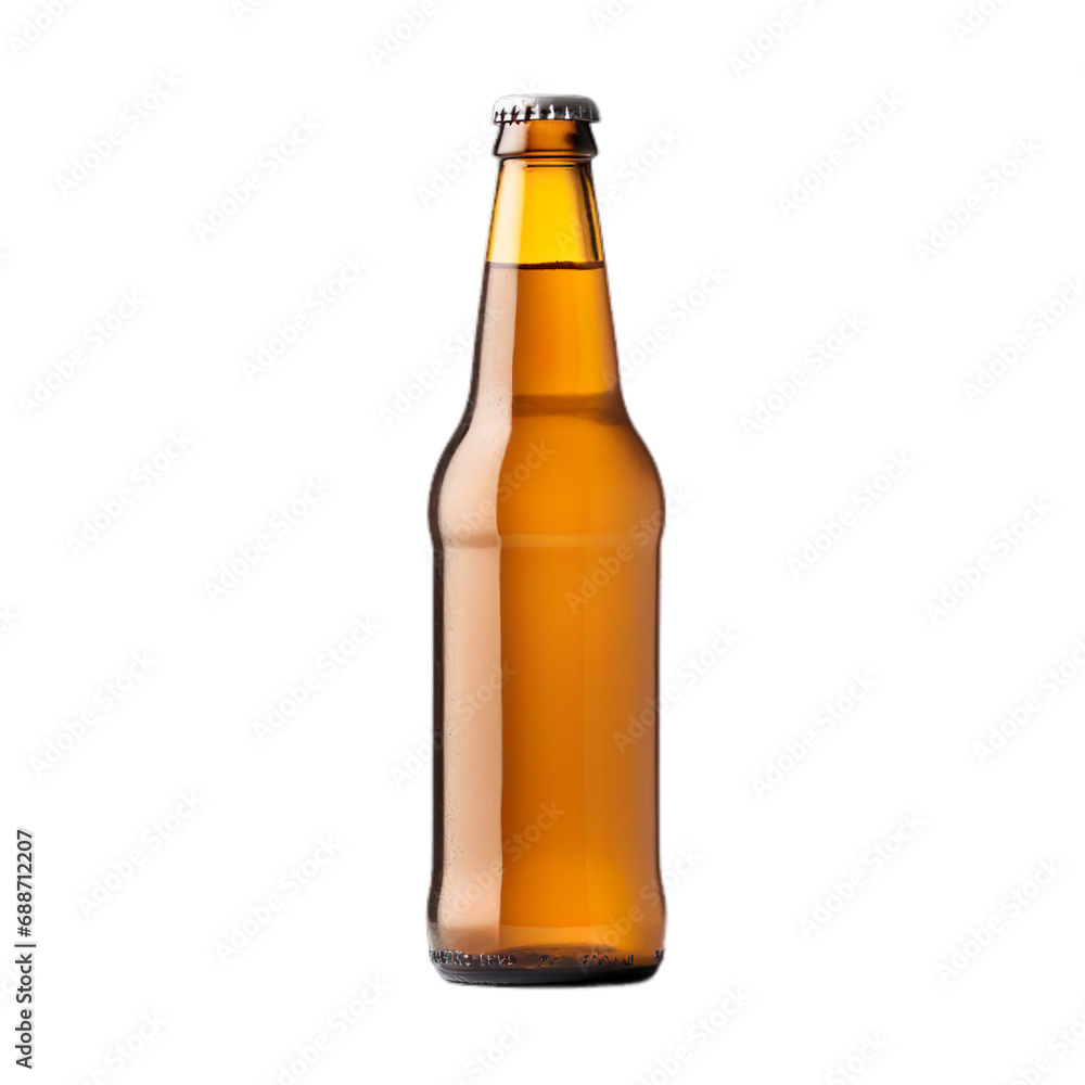 Beer bottle mockup blank label on white background.