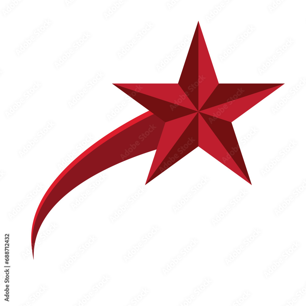 Red Christmas star icon vector. 3d star award logo illustration isolated on white background. Red Christmas star icon vector. 3d star award logo illustration isolated on white background.
