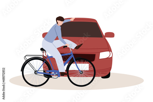 Car accident. Crash, collision at road traffic. Auto collision. Damaged vehicles, road accident collision