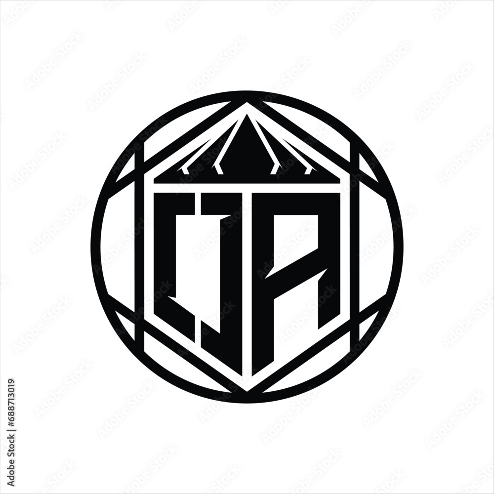 OA Letter Logo monogram hexagon slice crown sharp shield shape isolated circle abstract style design OA Letter Logo monogram hexagon slice crown sharp shield shape isolated circle abstract style design