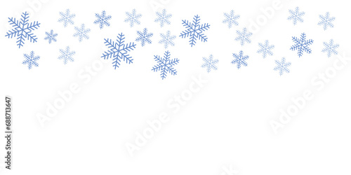 blue banner christmas snowflake border isolated vector illustration