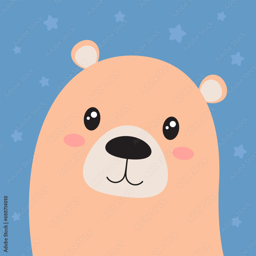 card with cute bear, flat style card with cute bear, flat style
