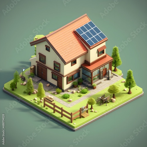Beautiful 3D Isometric House Illustration