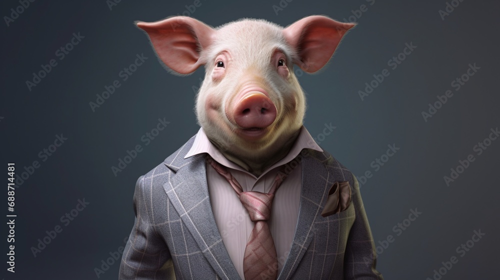 Pigand suit by alex sanders in the style of minimal.Generative AI - obrazy, fototapety, plakaty 
