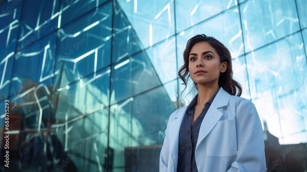 Portrait of a doctor in front of the hospital Portrait of a doctor in front of the hospital