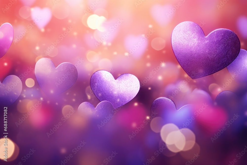 an abstract beautiful pink and purple color heart abstract light background on bokeh Generative AI