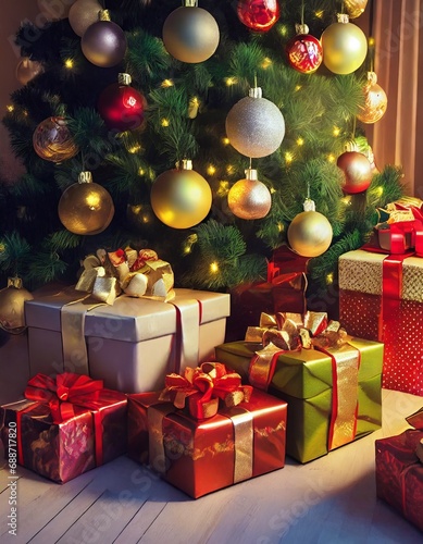 christmas tree and gifts © Aleksandra