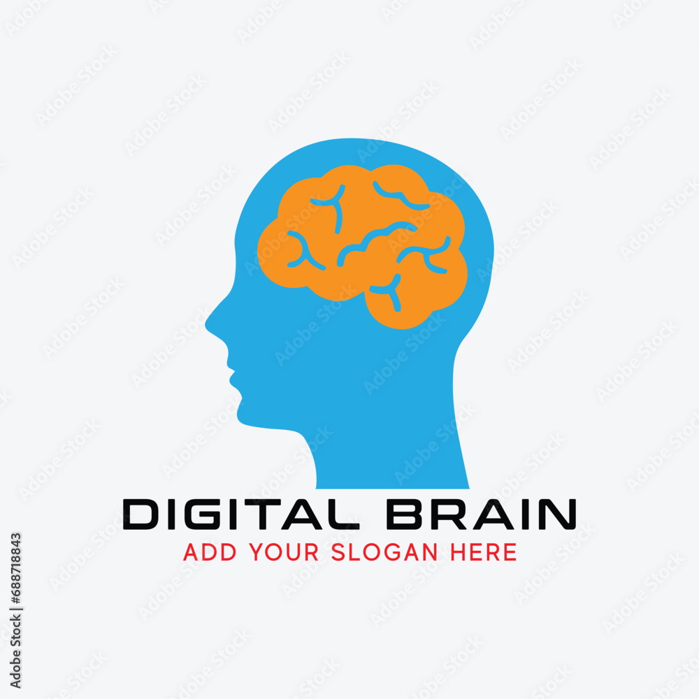 digital brain logo design vector