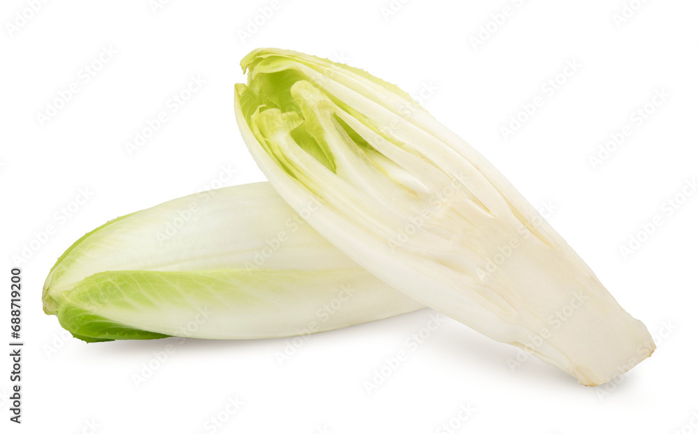 Chicory salad isolated on white background with clipping path and full depth of field. - obrazy, fototapety, plakaty 
