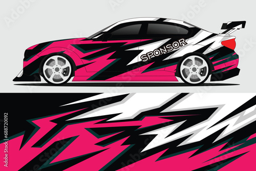 Car sticker design vector. Graphic abstract line racing background kit design for vehicle  race car  rally  adventure and livery wrapping