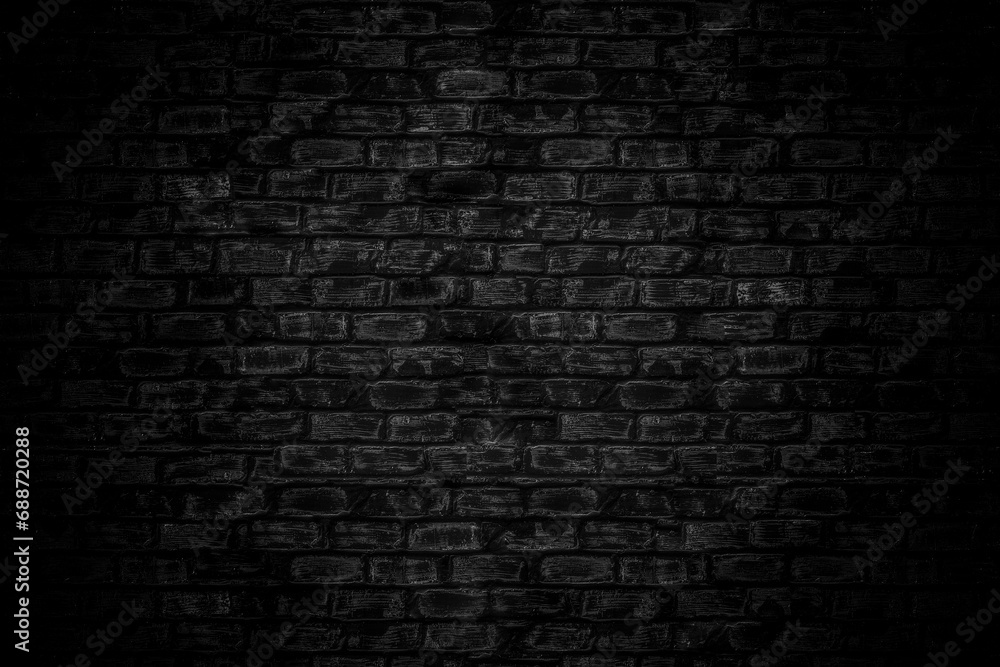 Black bricks wall background. Black old brick wall texture.