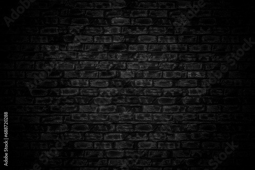 Black bricks wall background. Black old brick wall texture.