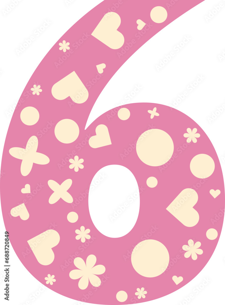 Alphabet heart bloom display, Valentine love pink letter 6 number Alphabet heart bloom display, Valentine love pink letter 6 number