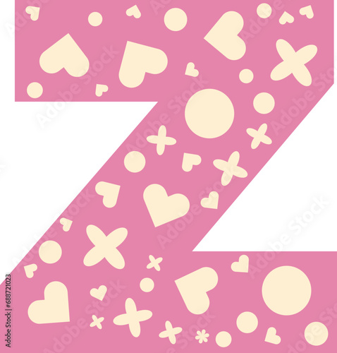 Alphabet heart bloom display, Valentine love pink letter z lowercase