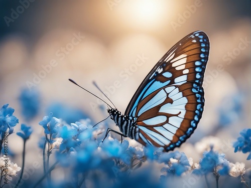 blue color butterfly, isolated white background