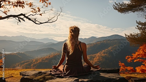 WOman meditating in mountines