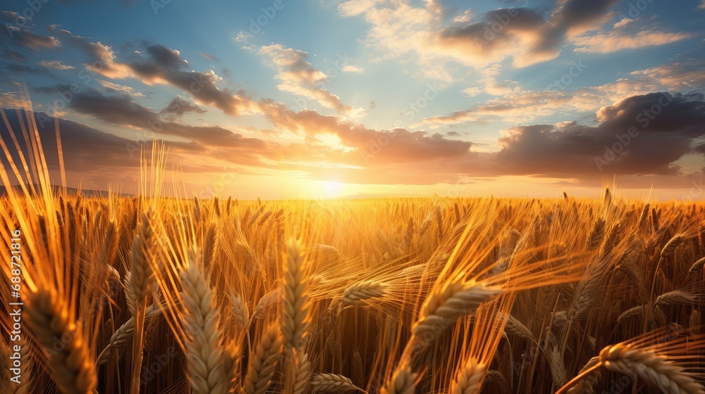 A stunning golden field surrounded by stunning clouds. A stunning golden field surrounded by stunning clouds.