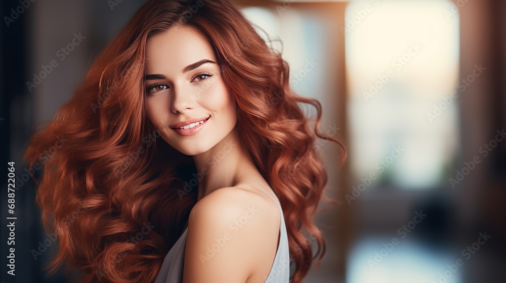 A young woman who is beautiful has a brush and is capable of dyeing her hair. A young woman who is beautiful has a brush and is capable of dyeing her hair.