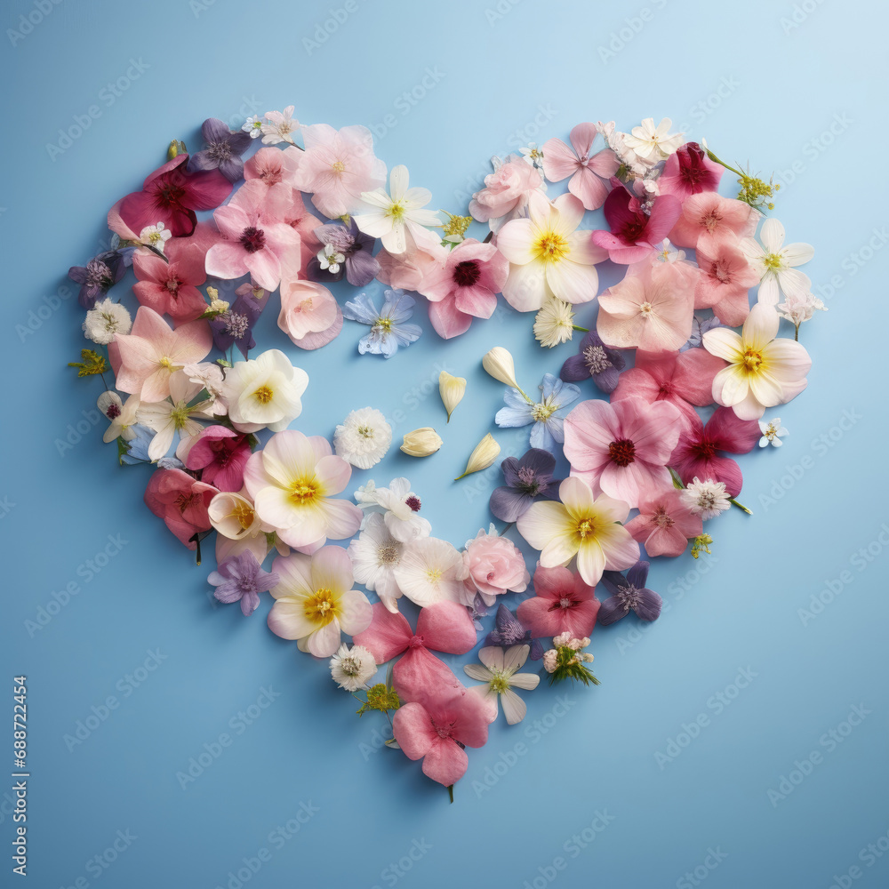Heart made of blooming flowers