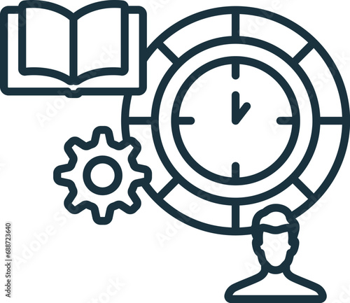 Time blocking outline icon. Monochrome simple sign from productivity collection. Time blocking icon for logo, templates, web design and infographics.