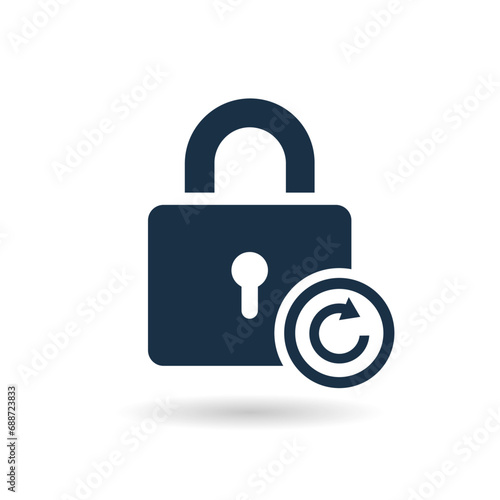 Reset password icon. Repeat safety icon. Lock reload icon on white background