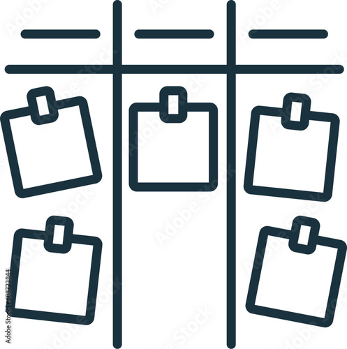 Kanban outline icon. Monochrome simple sign from productivity collection. Kanban icon for logo, templates, web design and infographics.