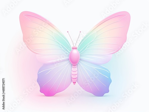 Pastel-colored, abstract blur gradient butterfly shape, ideal for social media posts, banners, posters, or pngs isolated on clear backgrounds in the Y2K style © REZAUL4513