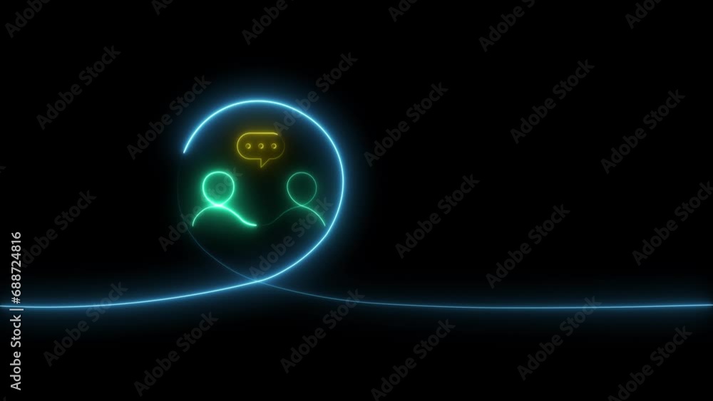 Glowing chat concept, neon moving light animated background Glowing chat concept, neon moving light animated background