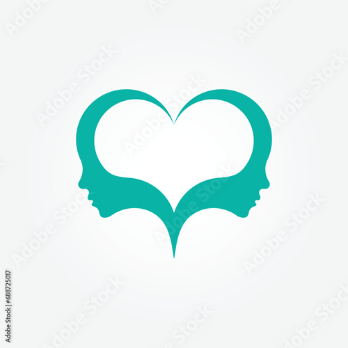 mental health therapy mind help with love logo vector illustration design