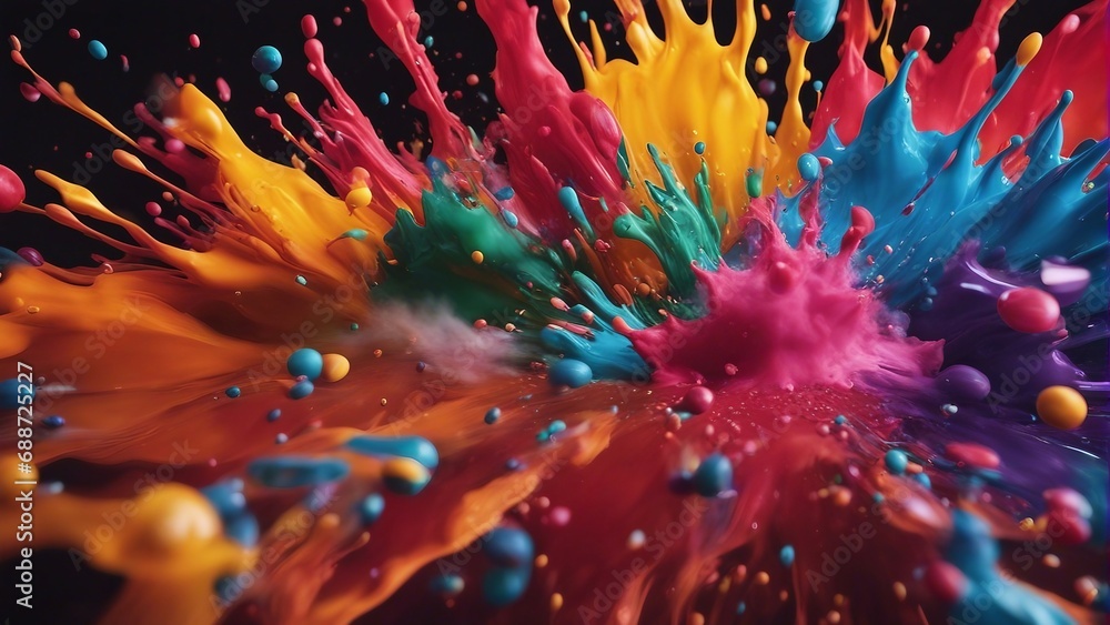 explosion of colored paints, close up view
