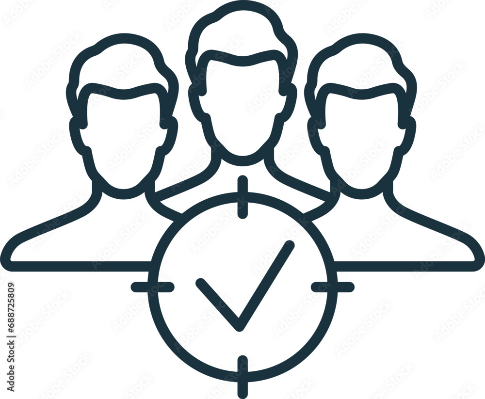 Focus group outline icon. Monochrome simple sign from productivity