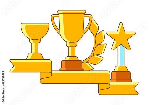 Awards and trophy background. Reward items for sports or corporate competitions.