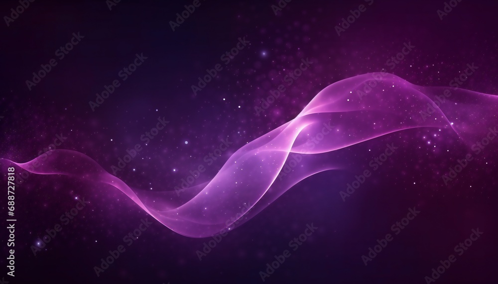 Digital purple particles wave and light abstract background with shining dots stars