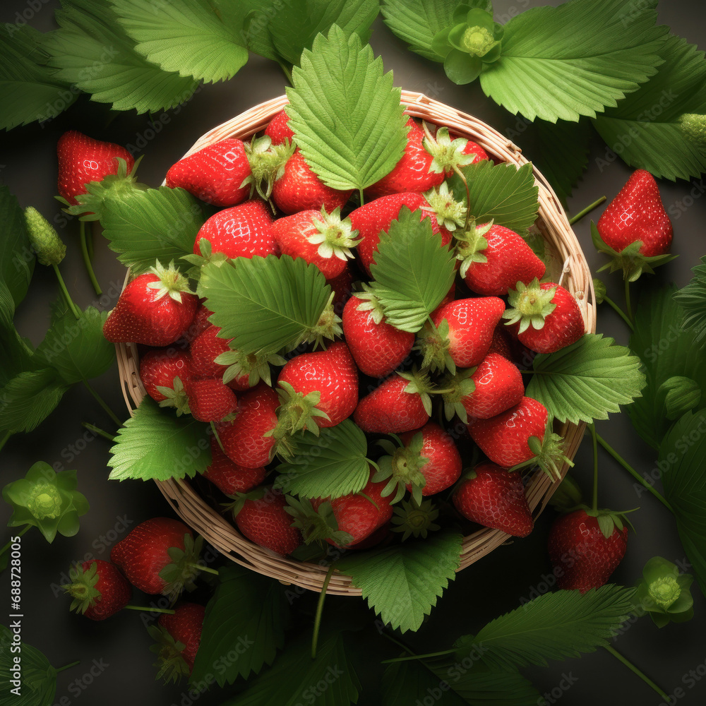 fresh strawberry in wooden basket. fresh strawberry in wooden basket.