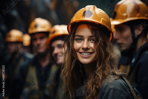 Jeune femme sur chantier btp