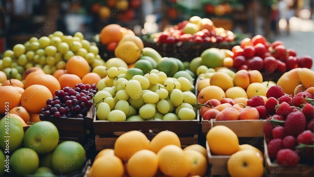 fresh raw fruits at bazaar.
