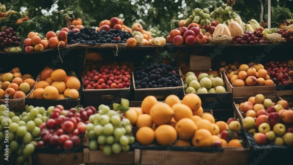 fresh raw fruits at bazaar.