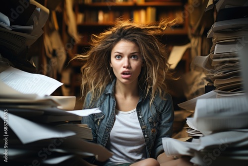 femme avec expression d'énervement chez elle en Burn out débordé de travail
