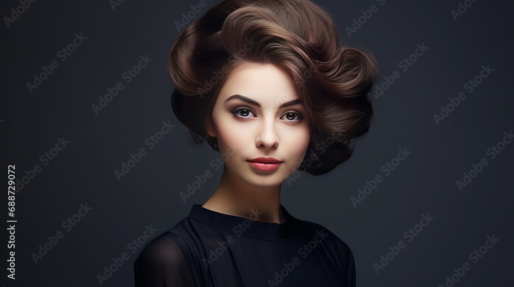 Create an innovative hairstyle for an attractive and youthful woman's head.