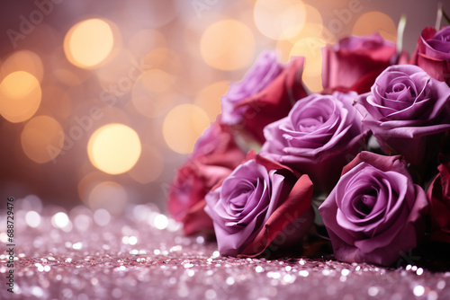 Purple roses on bokeh background ai generated