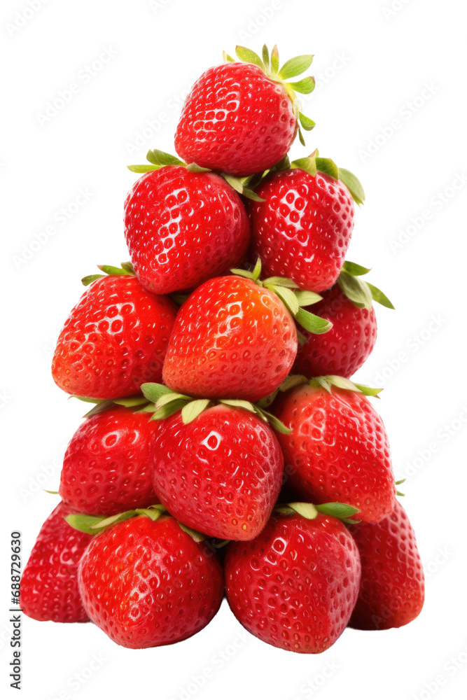 a collection of ripe strawberries piled high isolated on a transparent background, generative ai a collection of ripe strawberries piled high isolated on a transparent background, generative ai