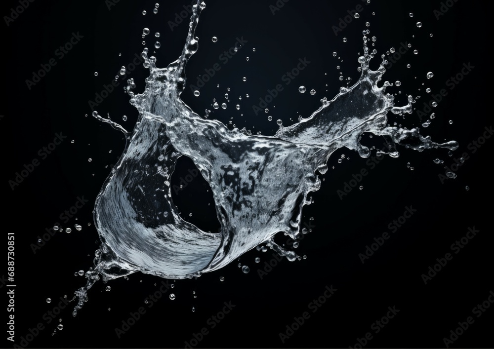 Water crown splash splashing on isolated black dark background. Water crown splash splashing on isolated black dark background.