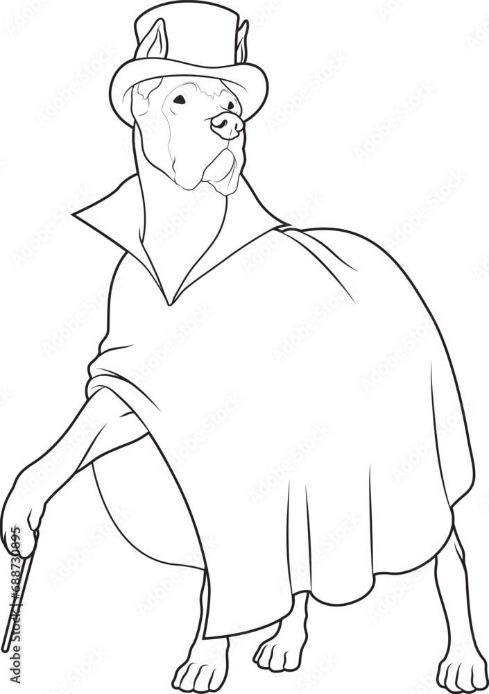 Obraz premium Great Dane Wizard Magic wand Animal Vector Graphic Art Illustration