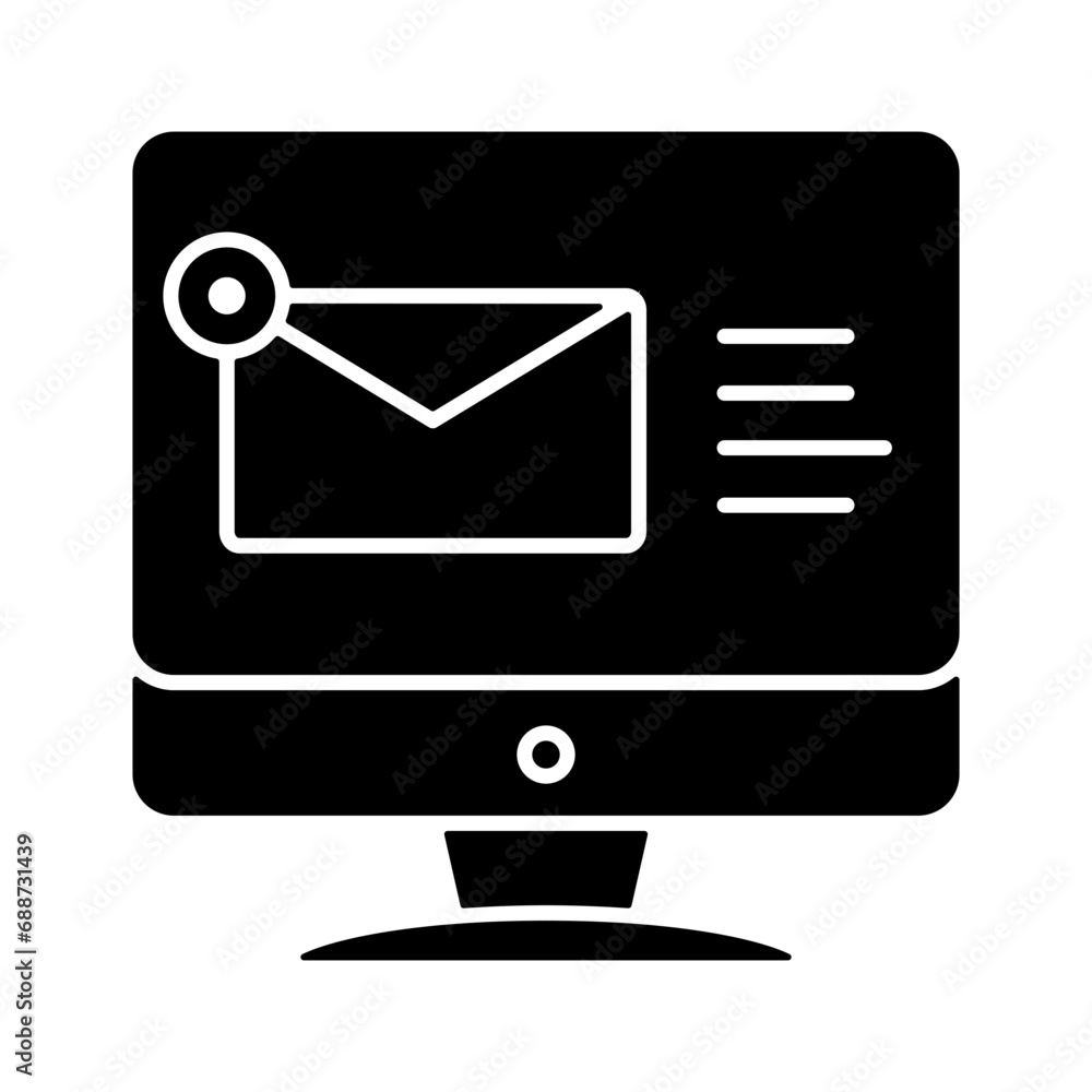 The computer is receiving email. AIO Computer in glyph style